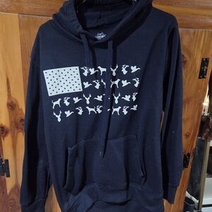 Black Men's Hooded Sweatshirt with White Graphic